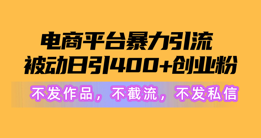 电商平台暴力引流,被动日引400+创业粉不发作品，不截流，不发私信插图