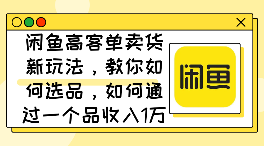 闲鱼高客单卖货新玩法，教你如何选品，如何通过一个品收入1万+插图